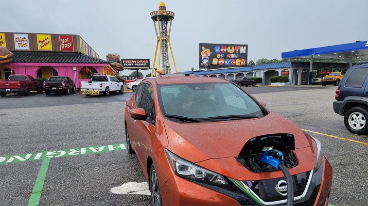 The Nissan Leaf charging at South of the Border 