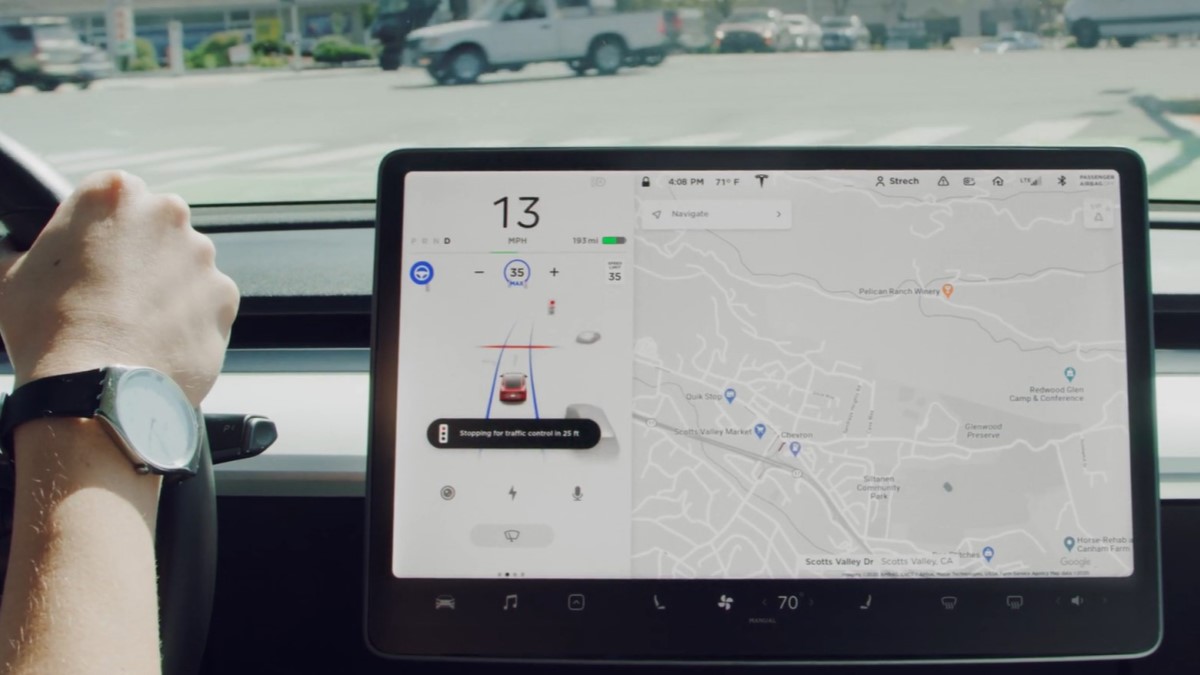 A Tesla driver uses Autopilot