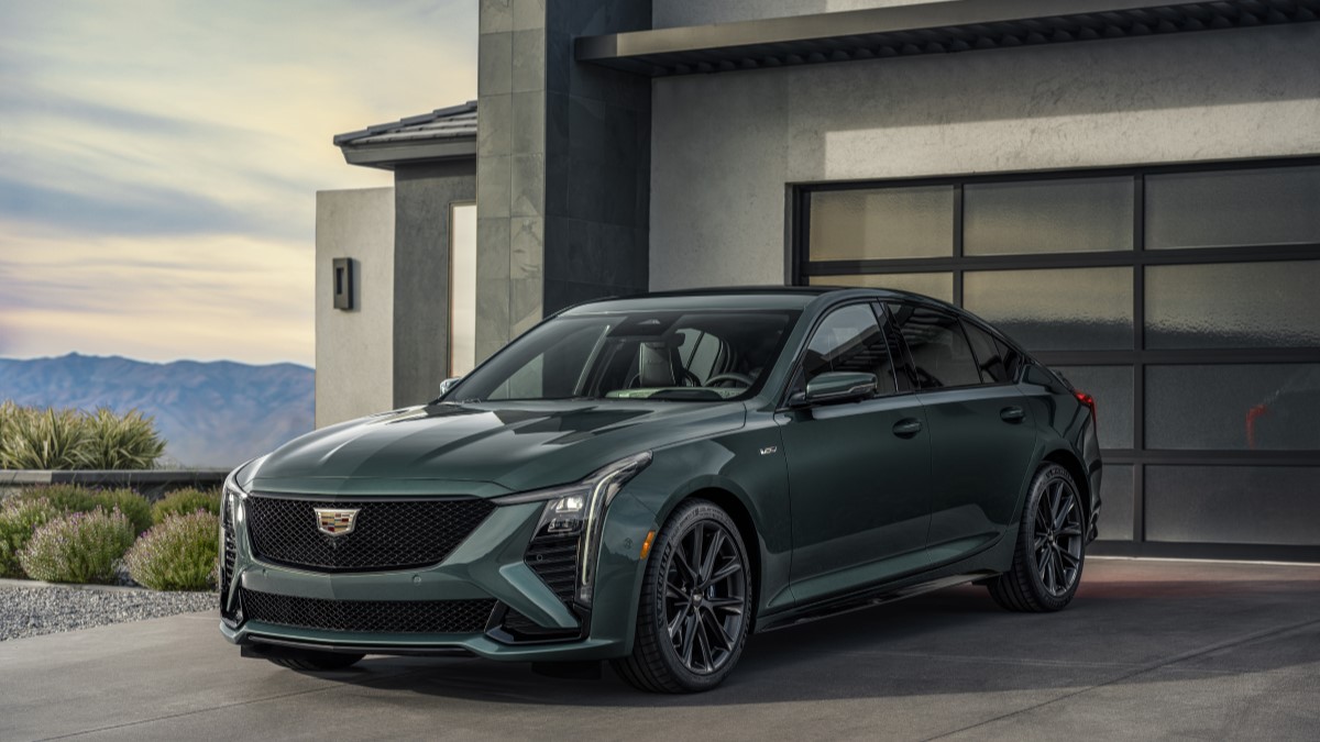 The 2025 Cadillac CT5-V seen from a front quarter angle