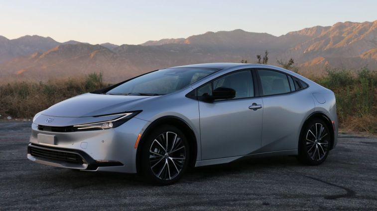2024 Toyota Prius Limited in silver on GMR at sunset.