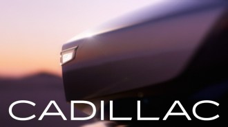 A teaser photo showing the first few inches of the Cadillac Opulent Velocity concept car.