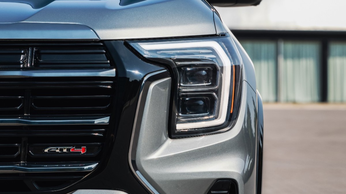 A teaser photo showing the grille of the 2025 GMC Terrain SUV