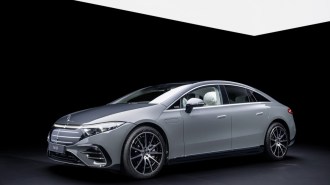The 2025 Mercedes-Benz EQS sedan seen from a front quarter angle