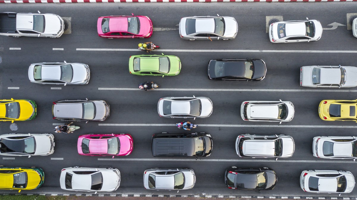 A traffic jam seen from overhead