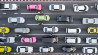 A traffic jam seen from overhead