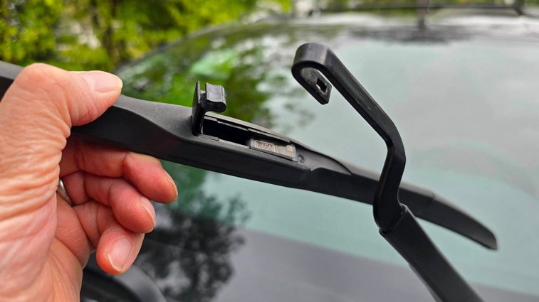 A wiper blade removed from its wiper arm.