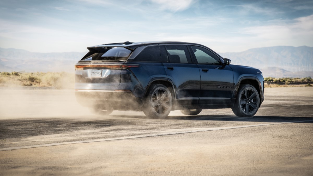 The 2024 Jeep Wagoneer S seen from a rear quarter angle