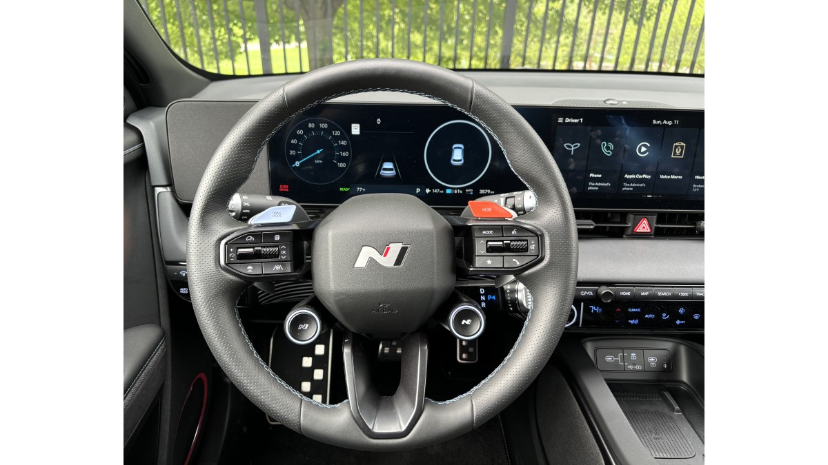 The steering wheel of the 2025 Hyundai Ioniq 5 N