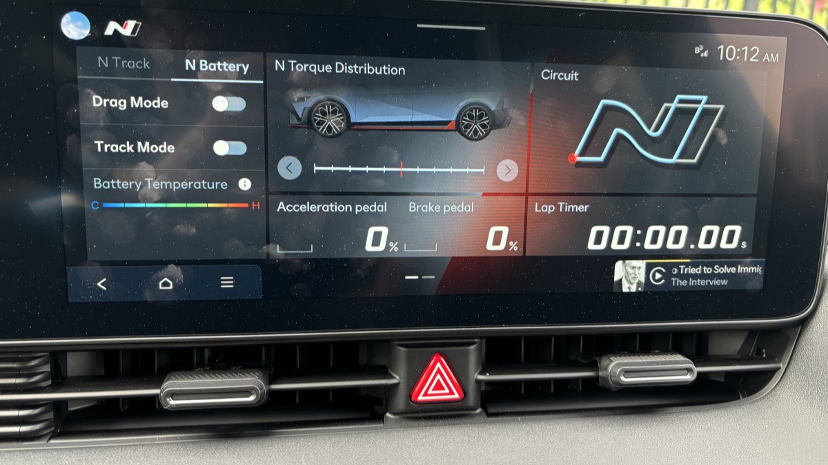 One of many performance touchscreen menus in the 2025 Hyundai Ioniq 5 N