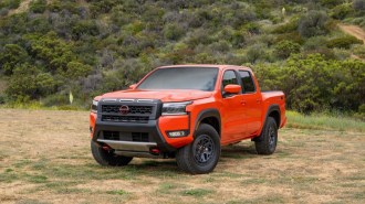 The 2025 Nissan Frontier seen from a front quarter angle