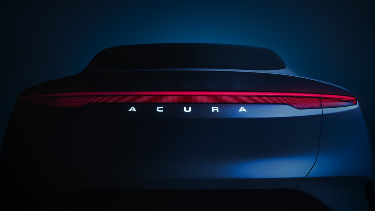 A teaser photo showing an upcoming Acura EV concept from the rear