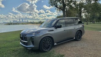 The 2025 Infiniti QX80 seen from a front quarter angle