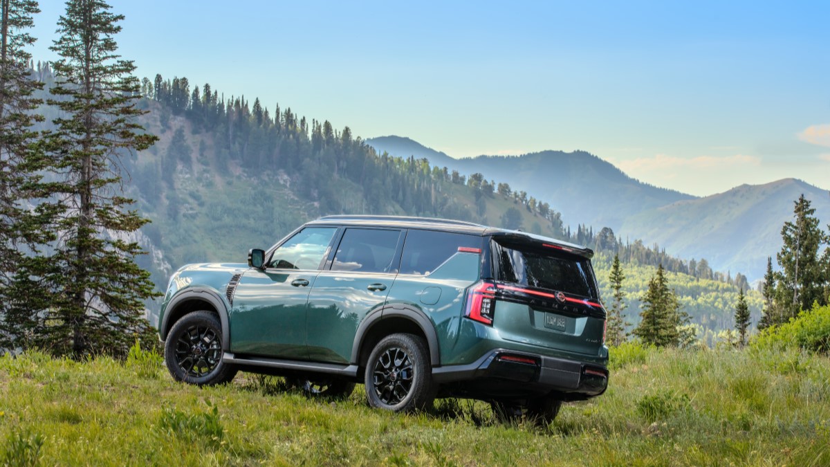 The 2025 Nissan Armada Pro-4X seen from a rear quarter angle