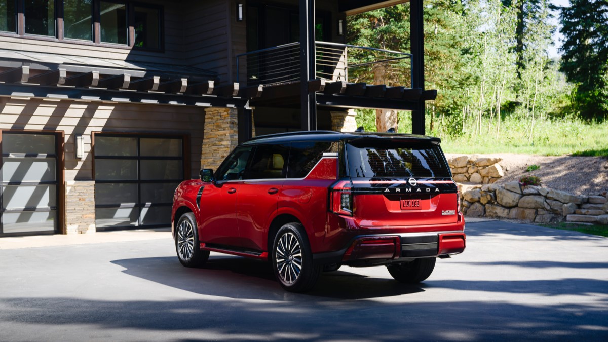 The 2025 Nissan Armada seen from a rear quarter angle
