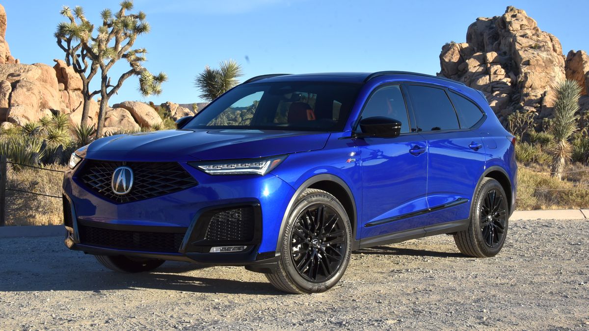 2025-acura-mdx-a-spec-blue-front-left-3qtr