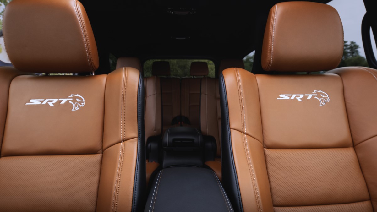 The interior of the 2025 Dodge Durango SRT Hellcat Brass Monkey