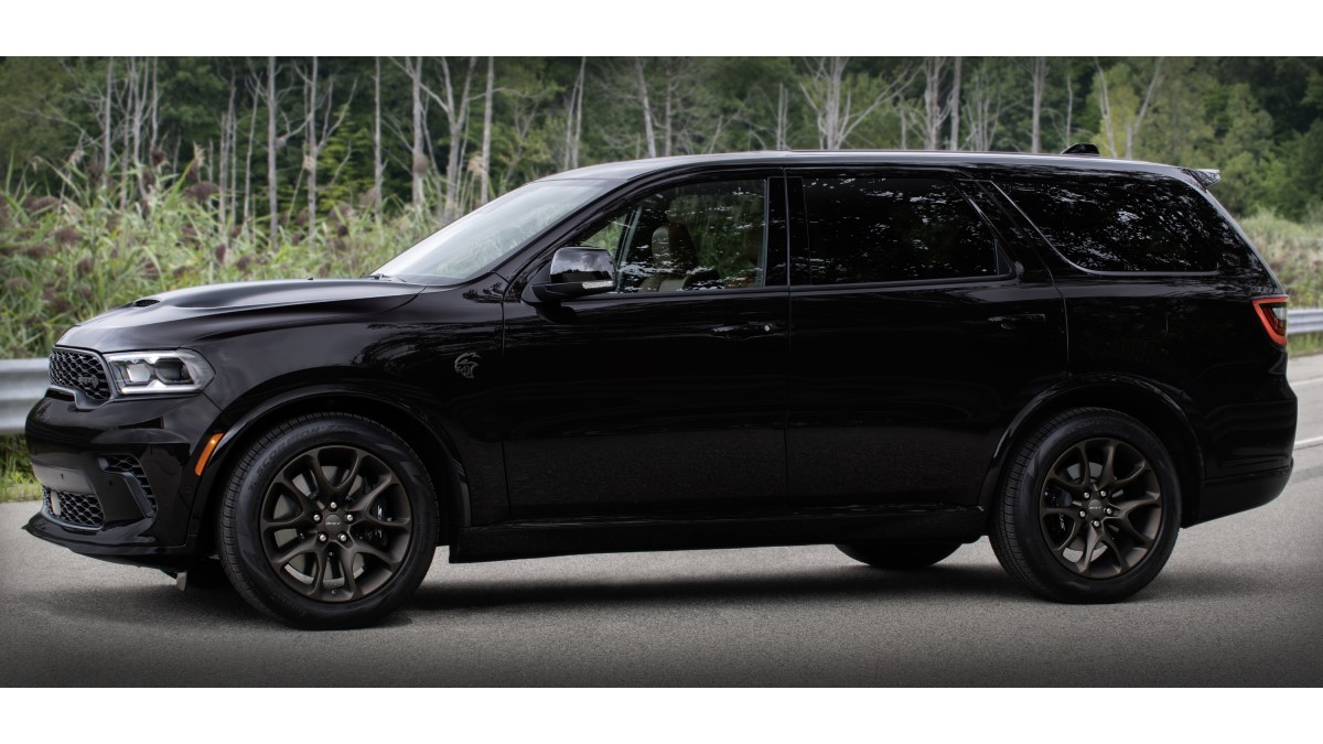 The 2025 Dodge Durango SRT Hellcat Brass Monkey seen in profile