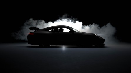 A teaser photo Porsche released, perhaps showing the 2025 Porsche 911 GT3