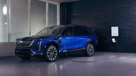 The 2026 Cadillac Vistiq plugged in to charge