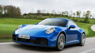 The 2025 Porsche 911 Carrera seen from a front quarter angle