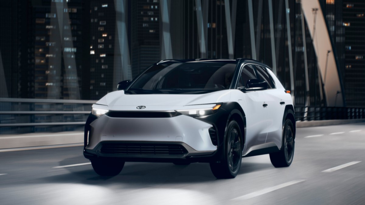 The 2025 Toyota bZ4X Nightshade Edition seen from a front quarter angle