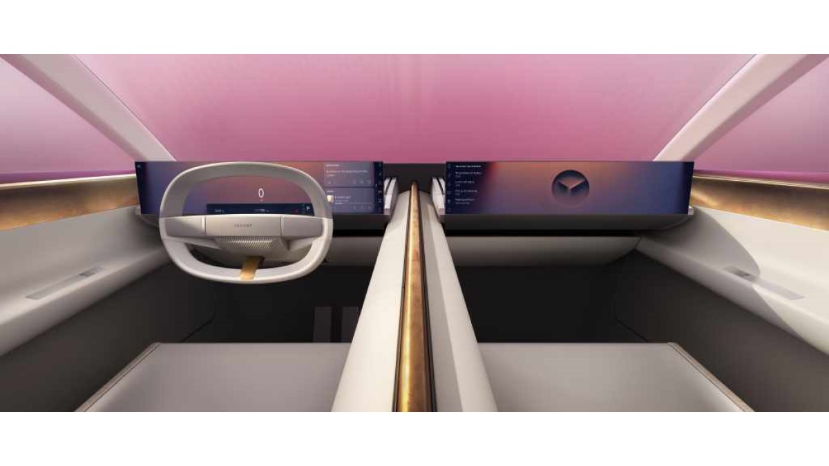 The interior of the Jaguar Type 00 Concept with its screens revealed