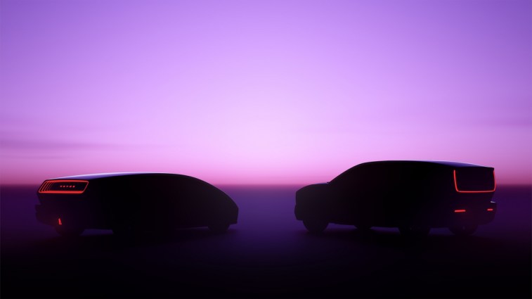A teaser photo hinting at two new Honda 0 Series electric vehicles (EVs).