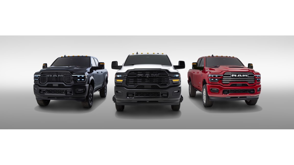 The 2025 Ram HD, with each available trim level showing a different grille design