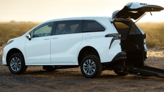 A 2024 Toyota Sienna modified by Vantage Mobility for rear-entry wheelchair access
