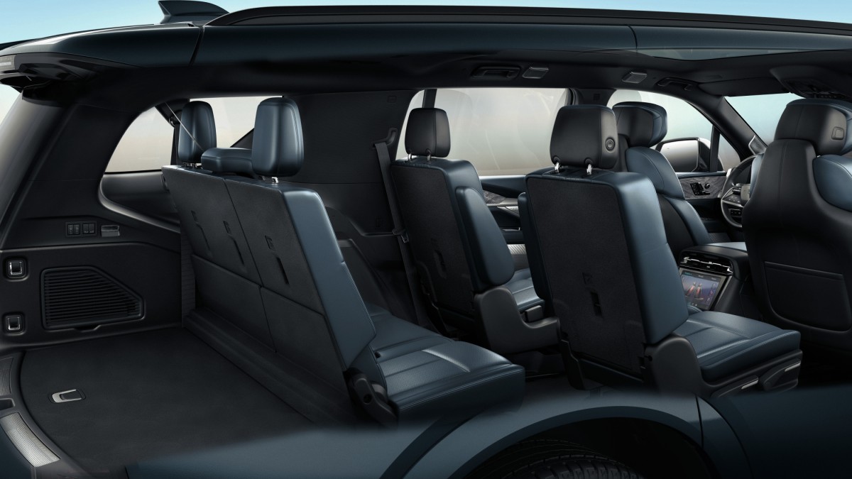 The interior of the 2026 Cadillac Escalade IQL seen in cutaway