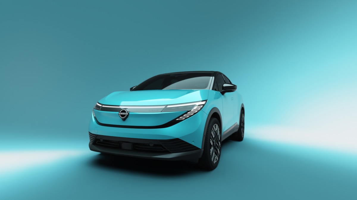 The 2026 Nissan Leaf seen from a front quarter angle