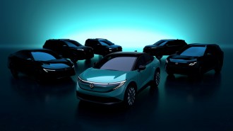 A teaser photo showing six planned Nissan models