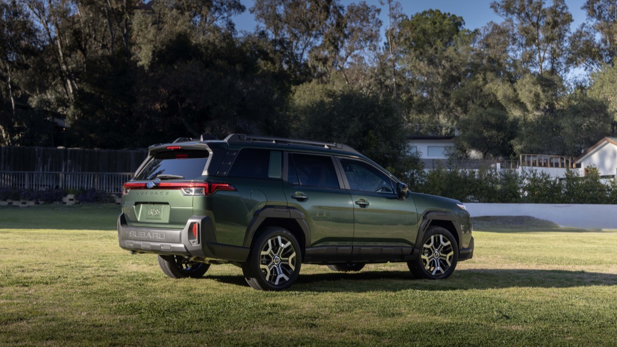 The 2026 Subaru Outback seen from a rear quarter angle