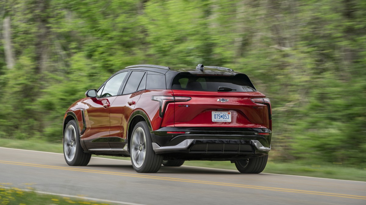 The 2025 Chevrolet Blazer EV SS seen from a rear quarter angle