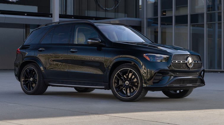 2025 Mercedes-Benz GLE parked in front of Mercedes- Benz Stadium.