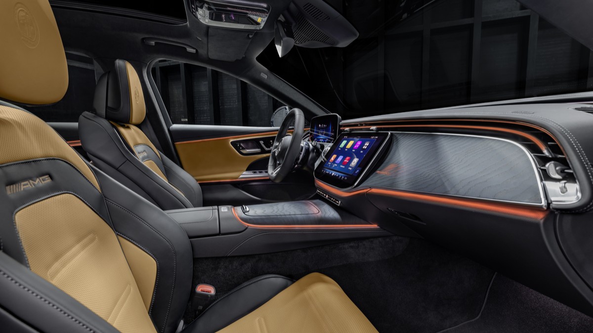 The interior of the 2026 Mercedes-AMG E53 Hybrid Wagon