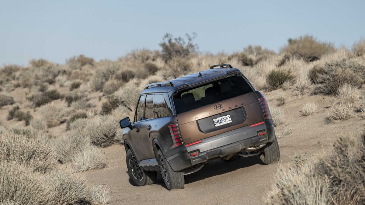 The 2026 Hyundai Palisade X-Pro seen from a rear quarter angle