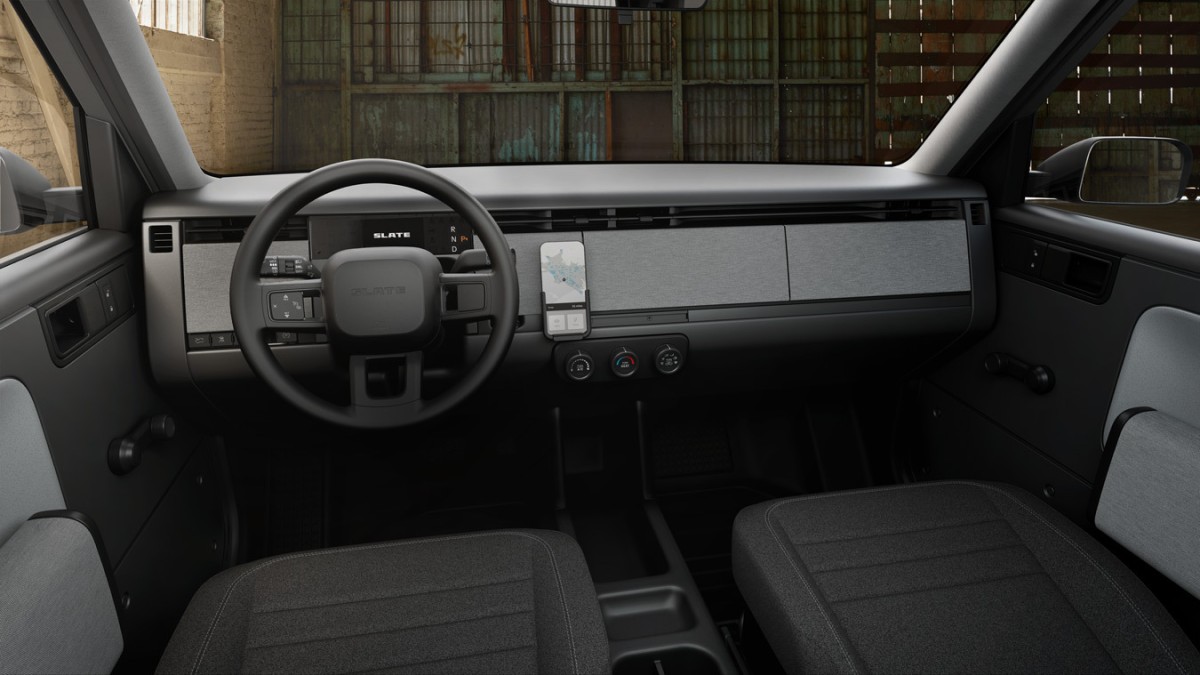 The interior of the Slate pickup