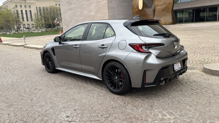 The 2025 Toyota GR Corolla seen from a rear quarter angle