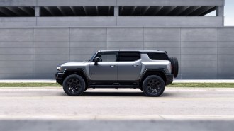 The 2026 GMC Hummer EV SUV Carbon Fiber Edition seen in profile