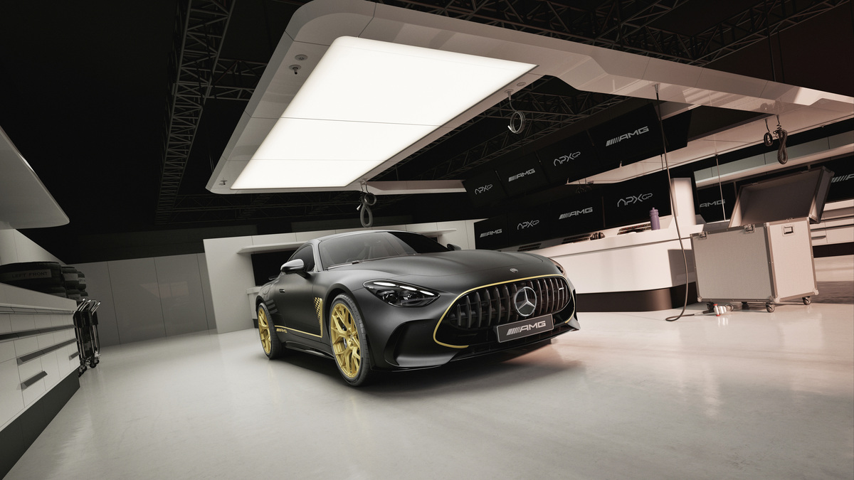The 2026 Mercedes-AMG GT 63 APGGP Edition seen from a front quarter angle